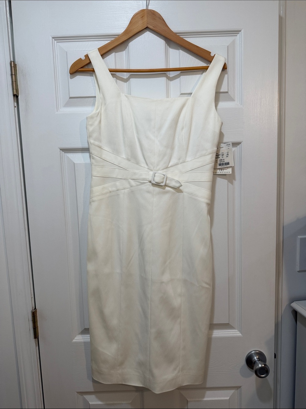 Doncaster Cream Sheath Dress with Belted Waist